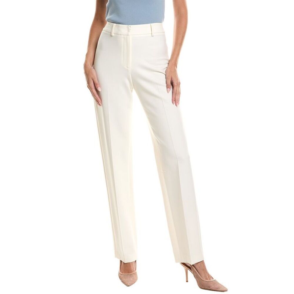 Oscar De La Renta Womens Double Face Stretch Wool-Blend Pant, Ivory